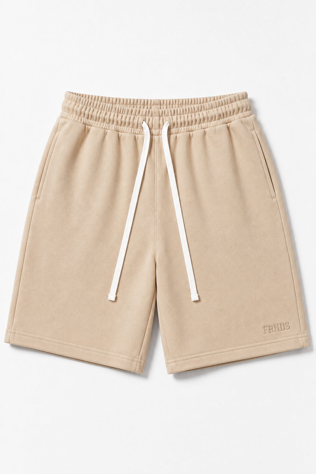 FRNDS Tonal Shorts in cream flat mockup
