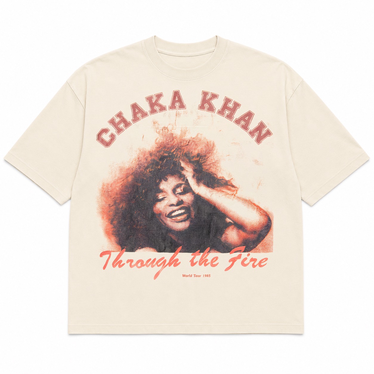 Cream Chaka Khan Through the Fire tee mockup