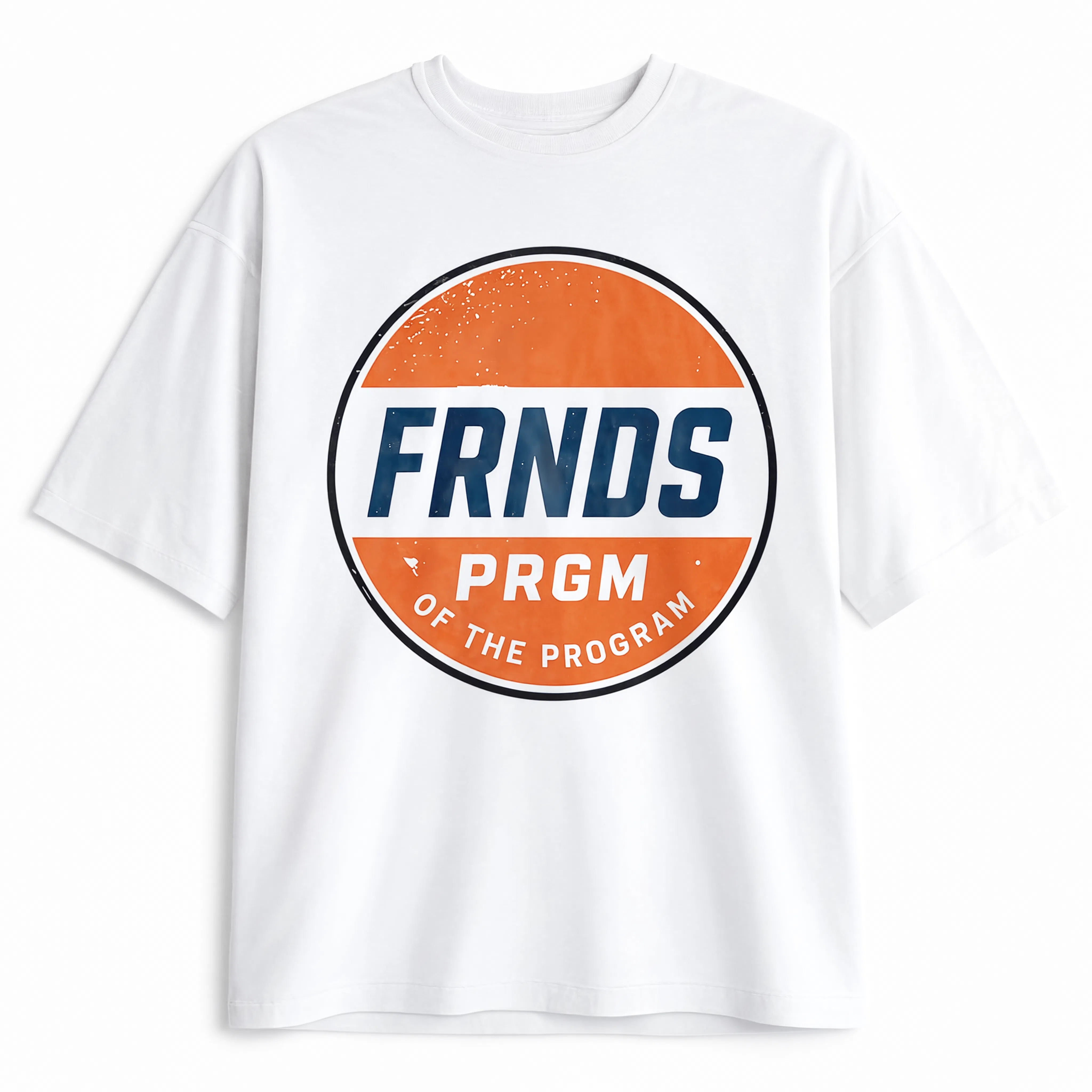 White FRNDS PRGM circle tee flat lay