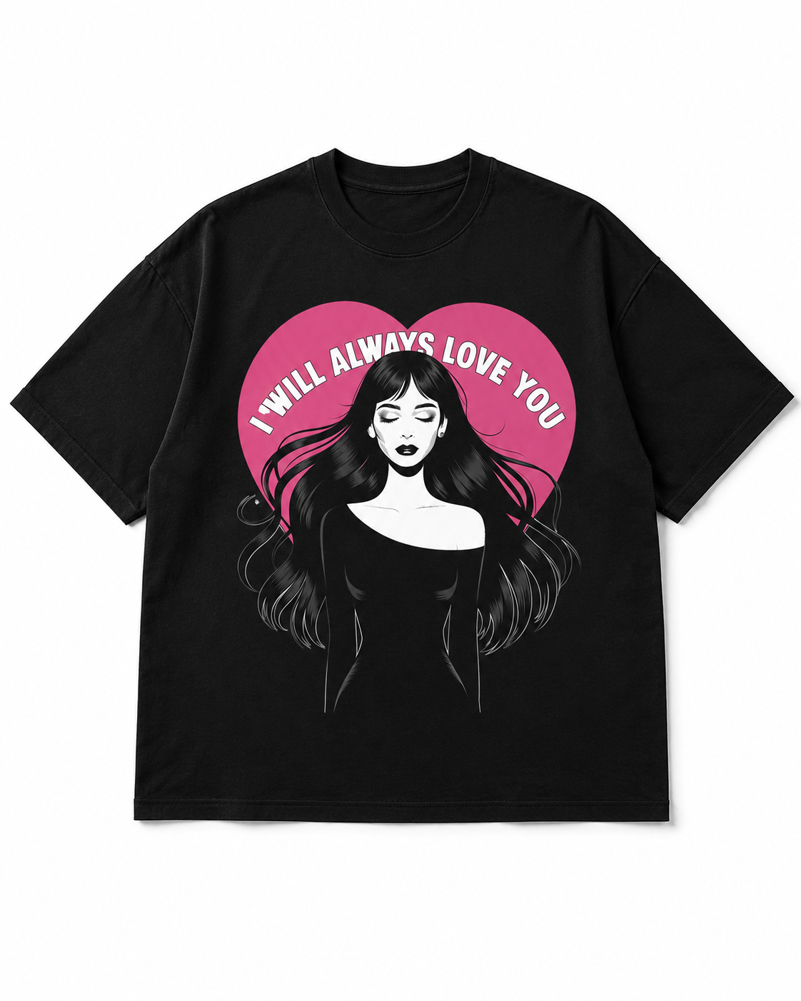 Black I Will Always Love U members tee flat mockup