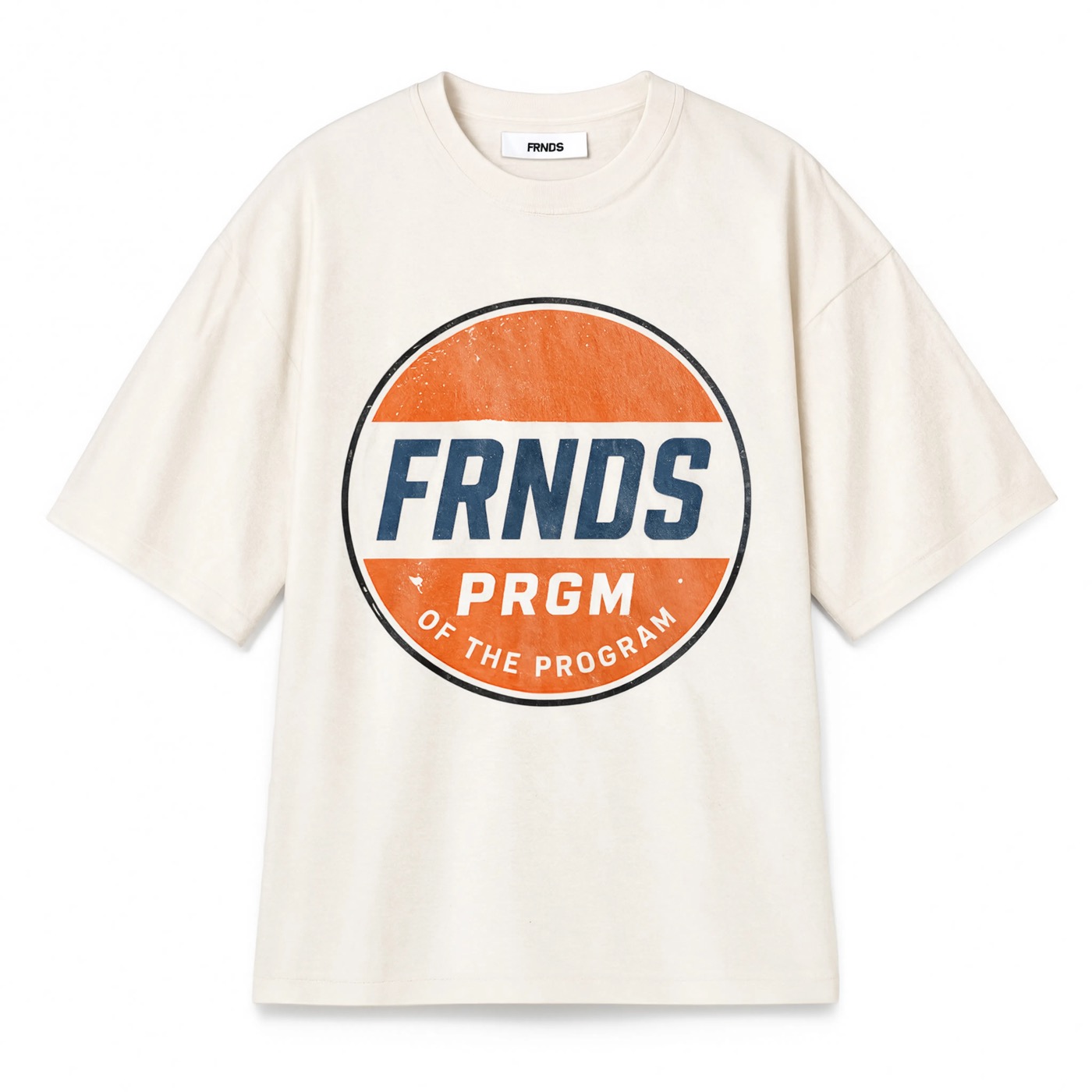 Cream FRNDS PRGM Moto Tee flat mockup