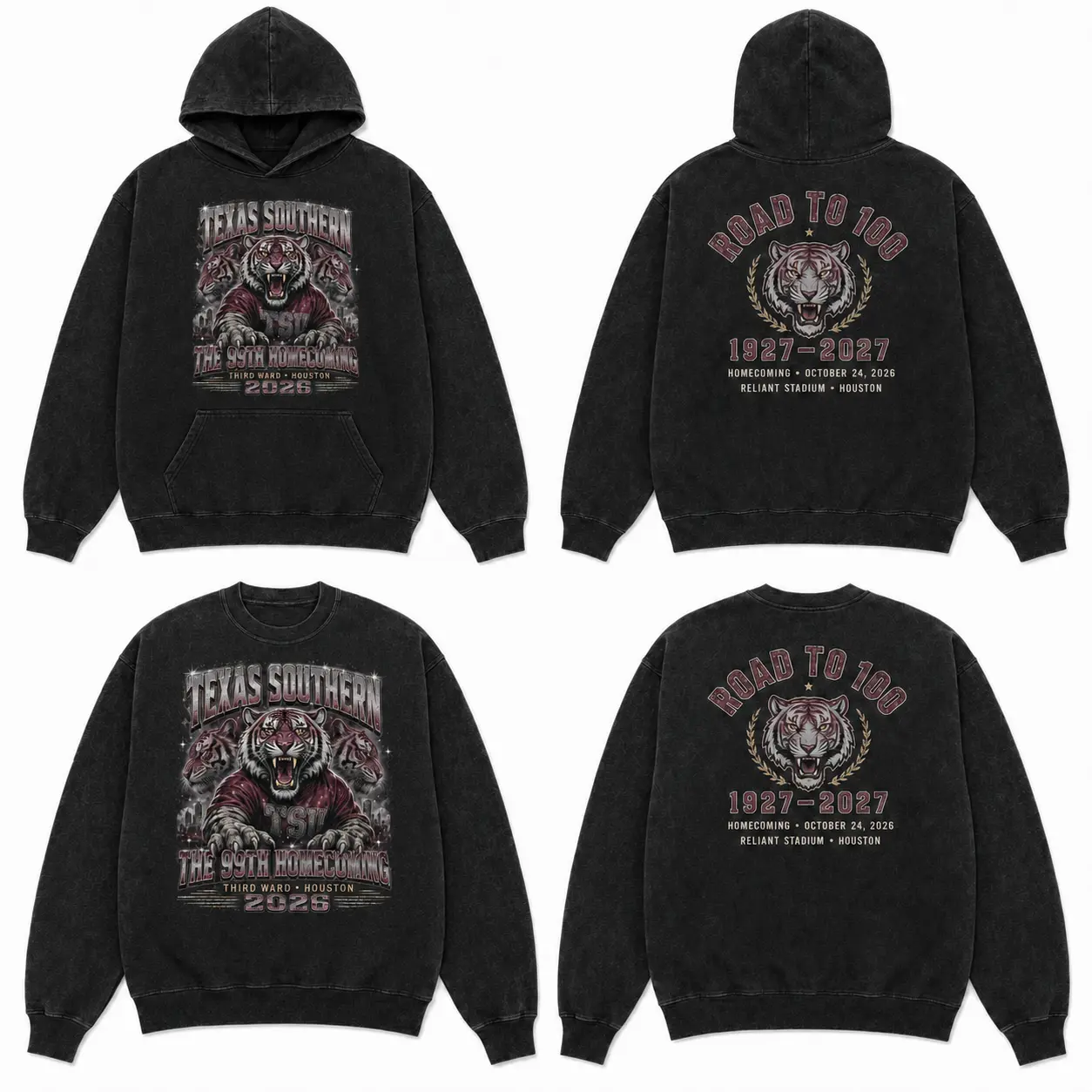 The 99th Homecoming black long sleeve, crewneck and hoodie options