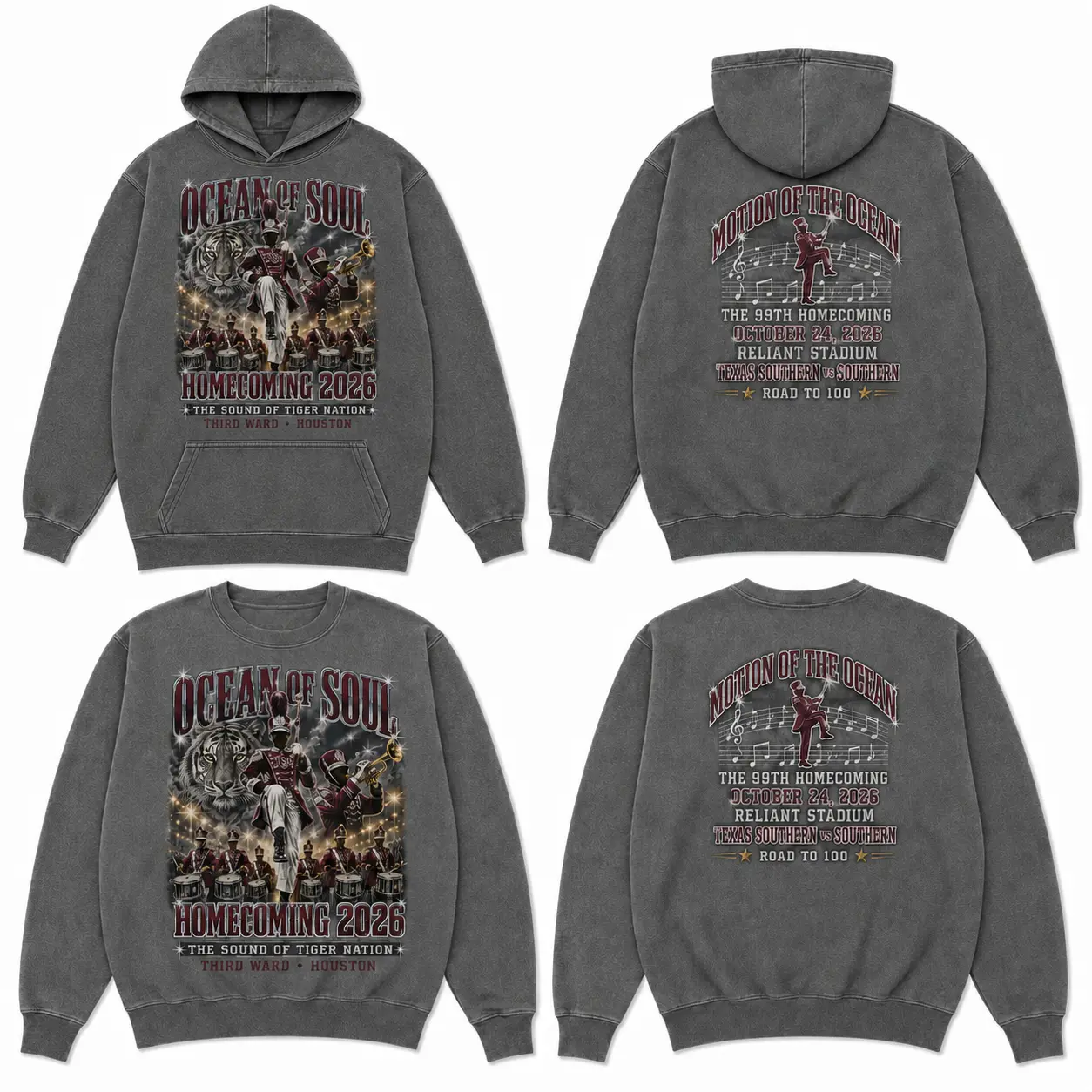 Ocean of Soul charcoal long sleeve, crewneck and hoodie options