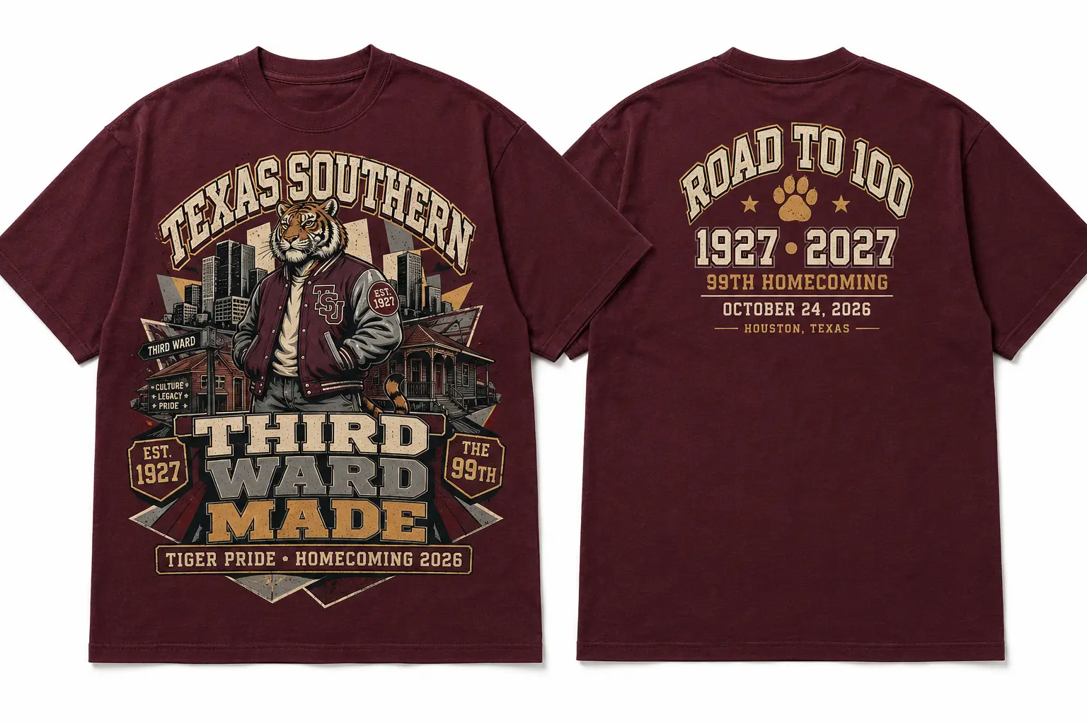 Maroon Texas Southern Homecoming T-shirt