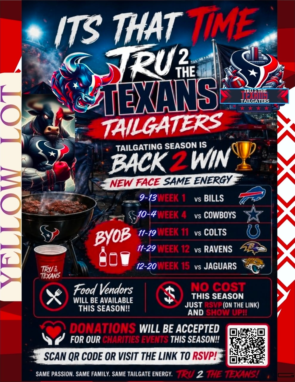 Tru 2 The Texans 2026 tailgate flyer